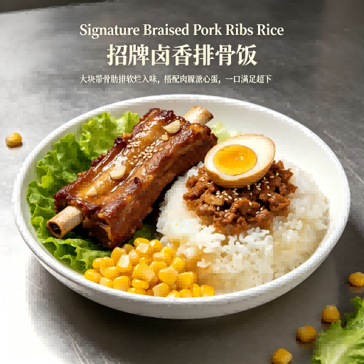Braised Pork Rib Bowl ｜香卤排骨饭