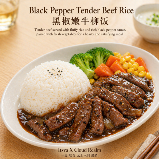 Black Pepper Beef Strip Rice Bowl | 黑椒嫩牛柳碗