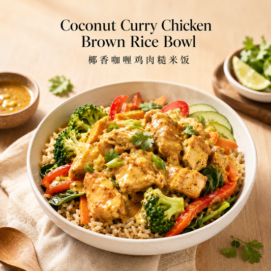Coconut Curry Chicken Brown Rice Bowl | 椰香咖喱鸡肉糙米饭