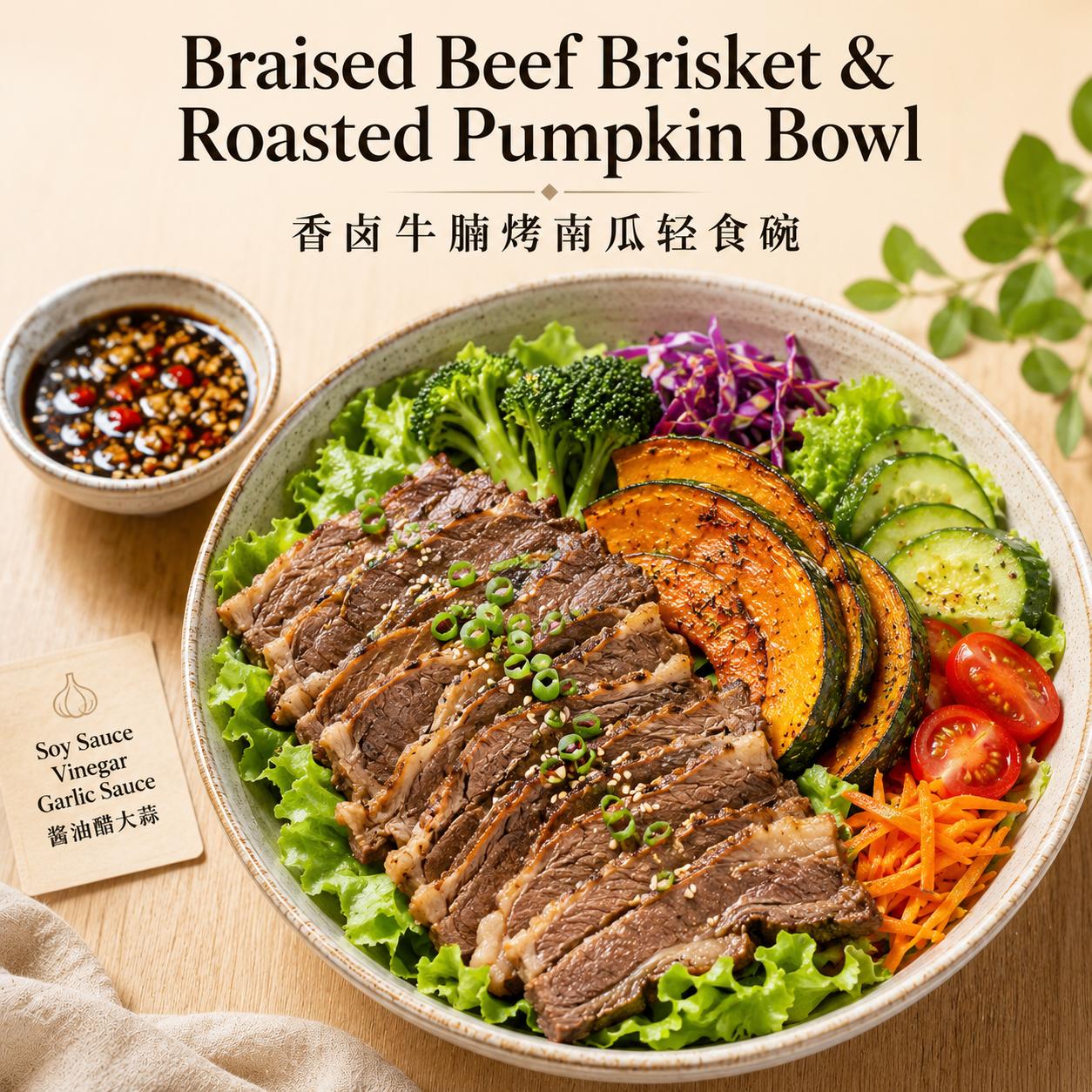 Braised Beef Brisket & Roasted Pumpkin Bowl 香卤牛腩烤南瓜轻食碗