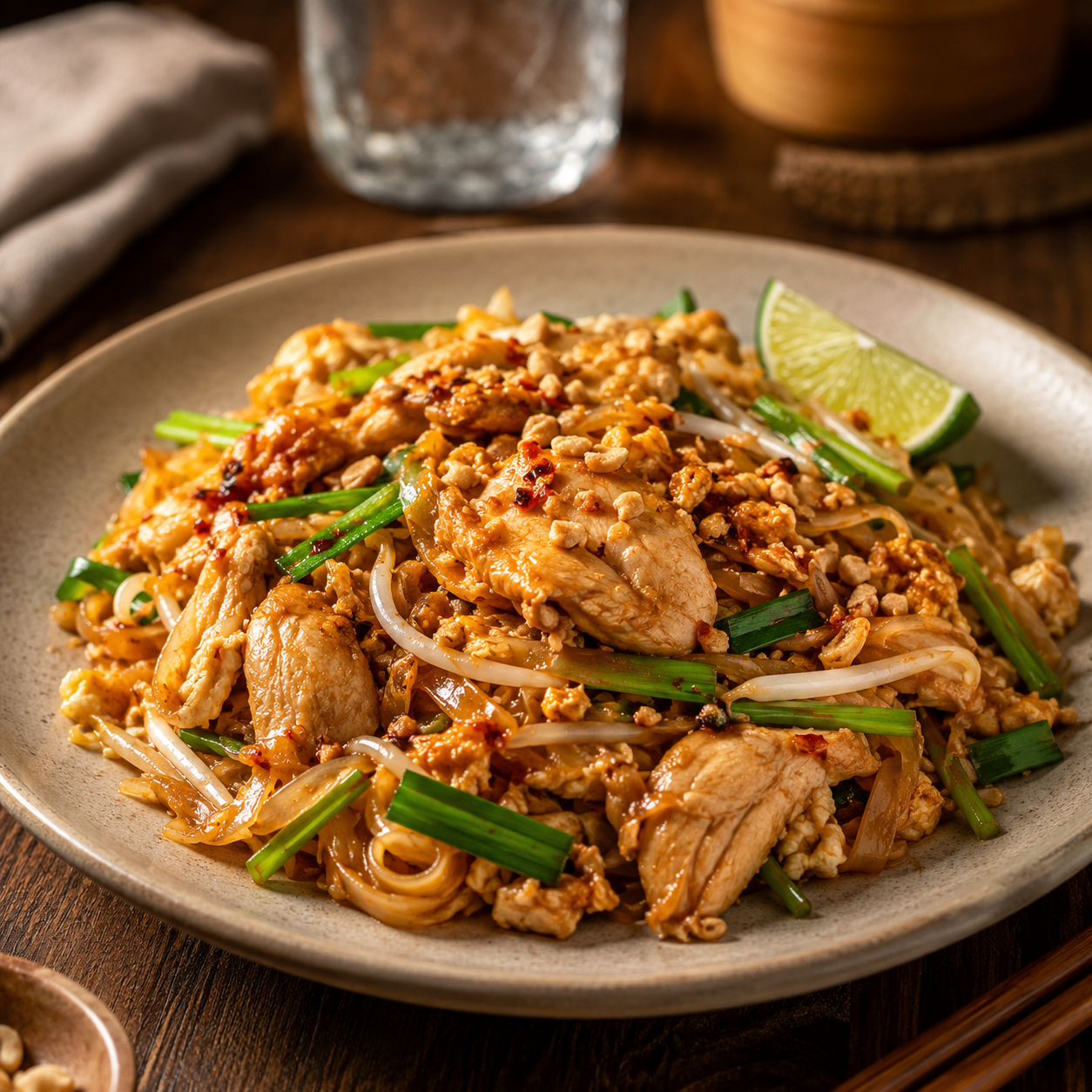 Chicken Pad Thai | 泰式鸡肉炒河粉