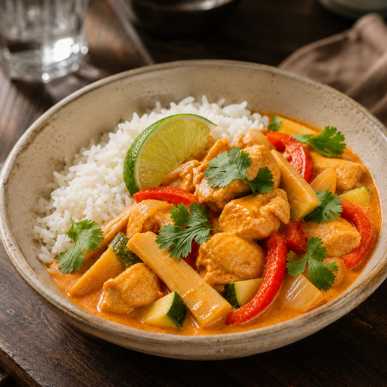 泰式椰辣鸡肉咖喱碗 Thai Coconut Red Curry Chicken Bowl
