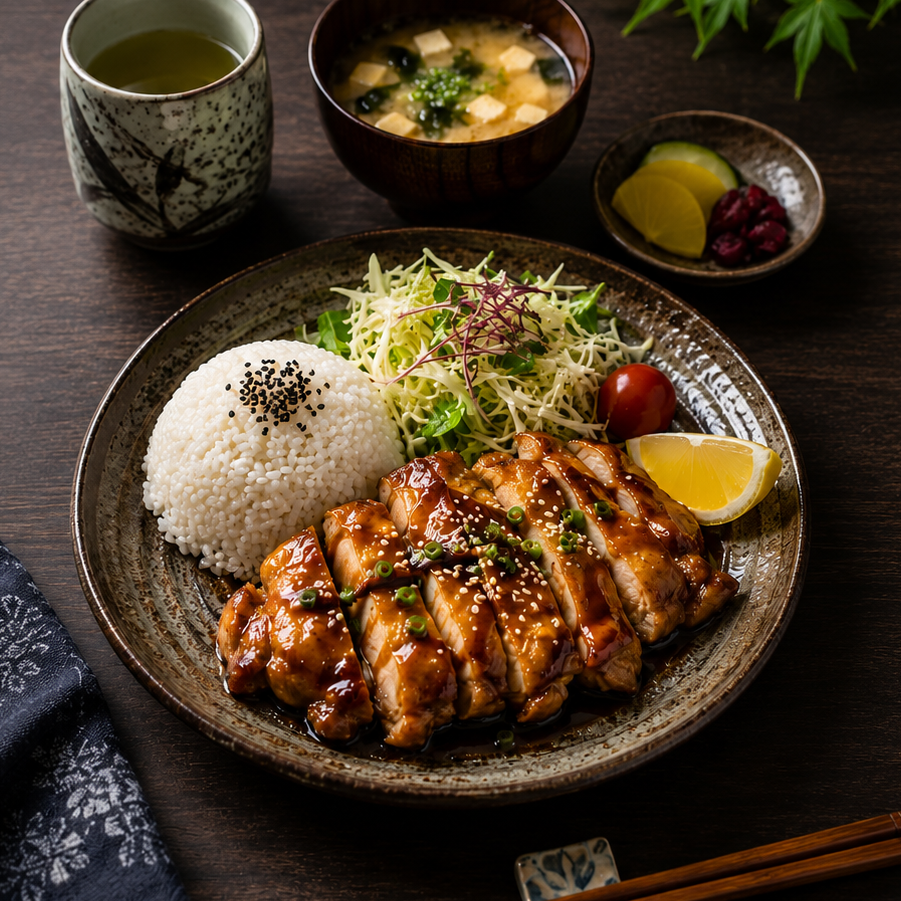味噌烧鸡配葱油汁 Miso Yaki Chicken with Scallion Sauce