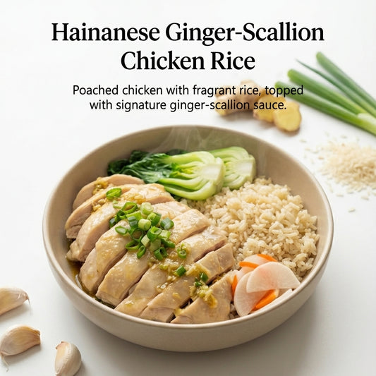 Hainanese Ginger-Scallion Chicken Rice | 海南鸡姜葱饭