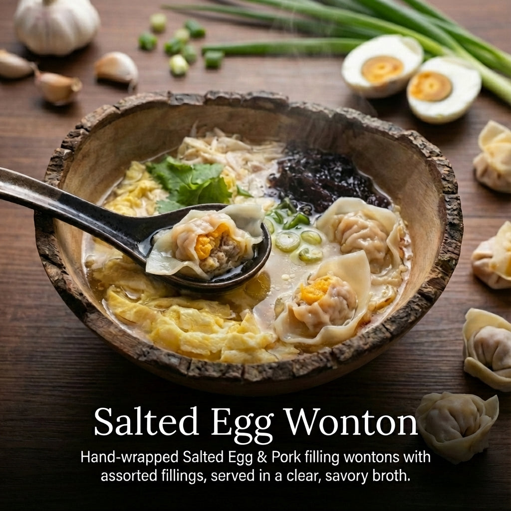 Pork & Salted Egg Yolk Wontons [Frozen] 咸蛋黄鲜肉馄饨