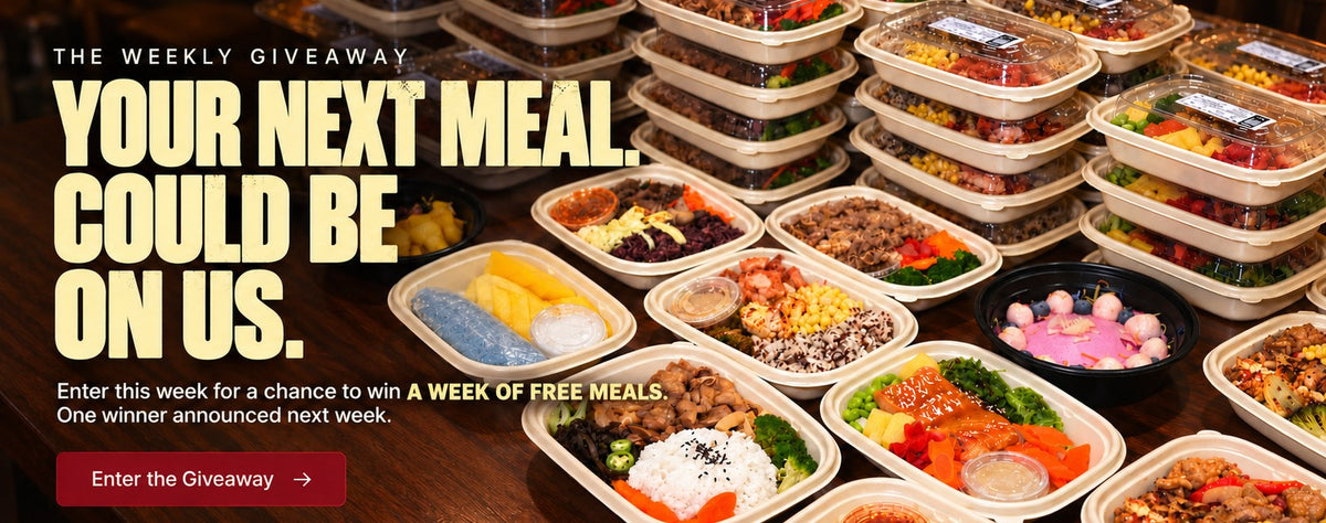 The weekly giveaway — your next meal could be on us. Enter for a chance to win a week of free meals.
